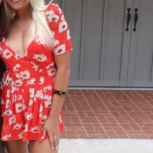 Red Floral Romper